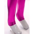 thumbnail image 6 of Hansber Kids Girls Shiny Metallic Dance Unitard One Piece Wet Look Bodysuit Long Sleeve Full Length Jumpsuit Hot Pink XL/150, 6 of 8