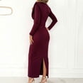 thumbnail image 4 of Cocktail Dresses for Women Spring 2026 Cowl Neck Long Sleeve Ruched Slim Fit Maxi Summer Formal Wedding Guest Dress, 4 of 4