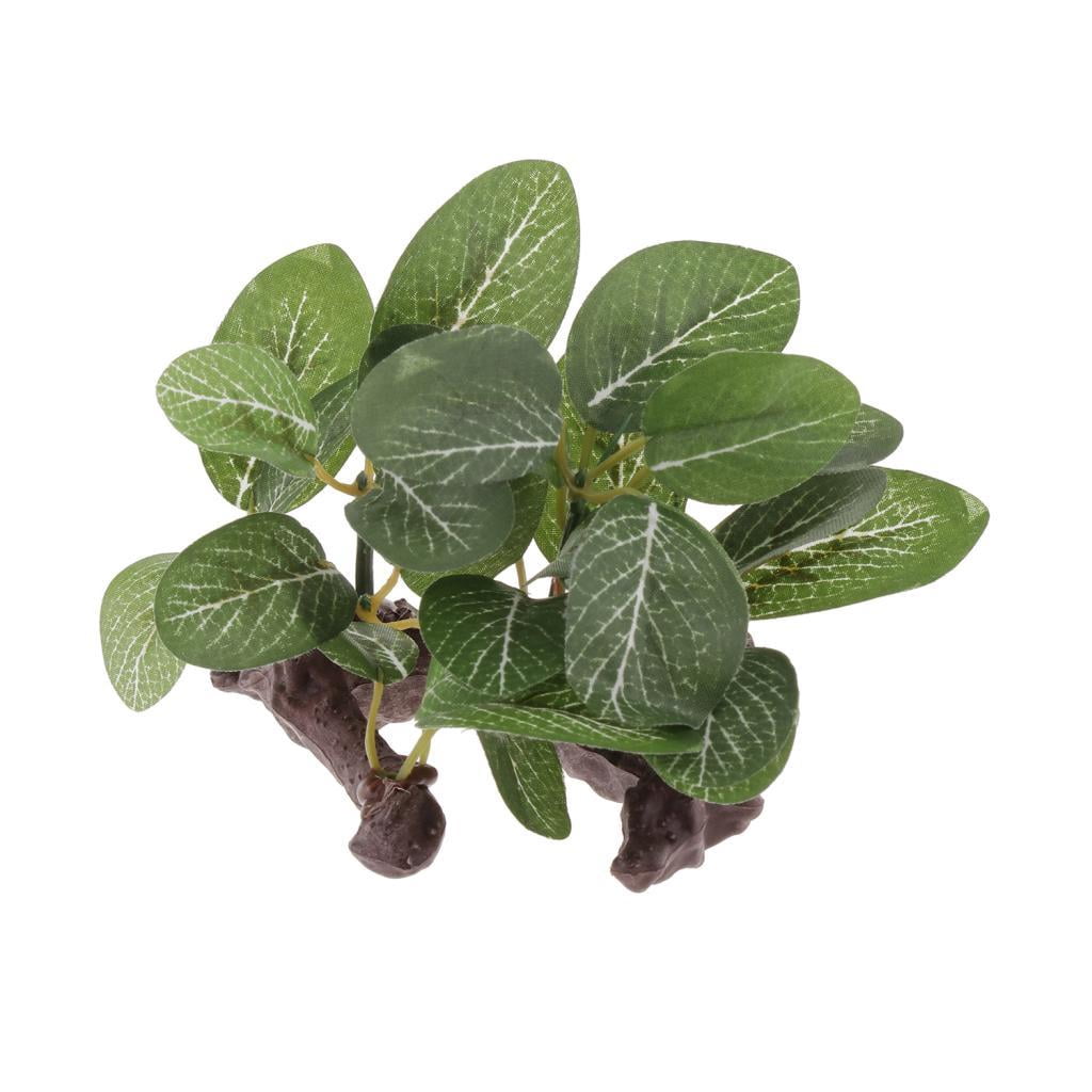 6 x Bearded Dragon Resin Artificial Water Grass Plants, Reptile Leaves Habitat Decor for Climbing, , Lizards, Gecko,