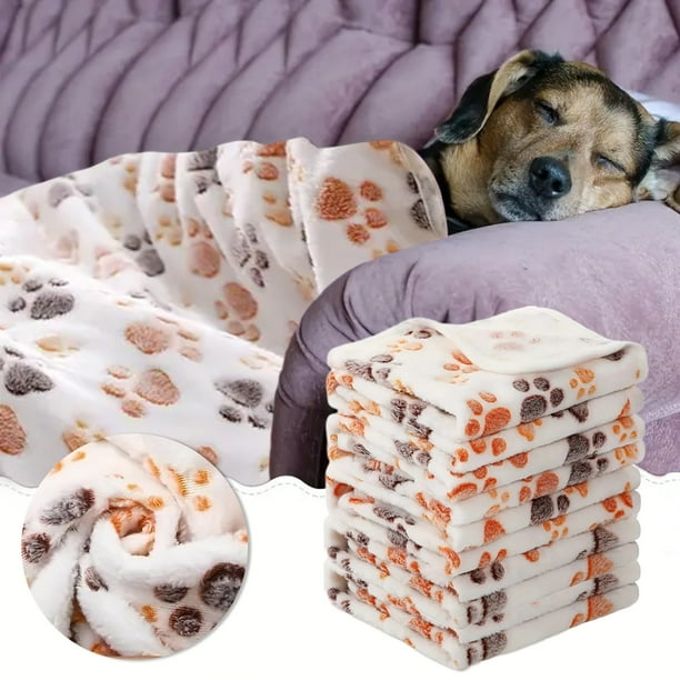 pstuiky Mantas supersuaves y premium para mascotas para perros y gatos de franela lavables con diseño de pata de perro para gatos cama sofá juego de 5 piezas