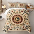 thumbnail image 2 of Homewish Boho Mandala Floral Quilt Full,Vintage Botanical Full Bedspread Sets,Cream Blue,3 Pieces, 2 of 7