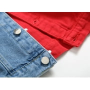 LZLER Jean Jackets for Men Ripped Blue Red Denim Jacket