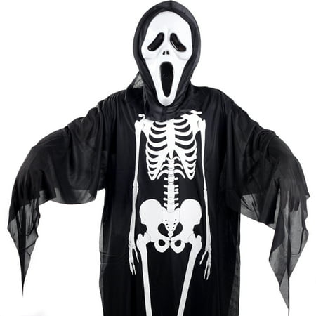 Halloween Skeleton Skull Screaming Ghost Costumes Mask  Evil Devil Robe Clothes for
