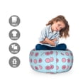 thumbnail image 2 of Dessert Storage Toy Bag Chair, Donuts Strawberry Flavour and Chocolate Pie Rose Jam Bicolour Design, Stuffed Animal Organizer Washable Bag, Large Size, Pale Blue Pale Fuchsia, by Ambesonne, 2 of 3