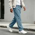 thumbnail image 4 of Baggy Sweatpants Men Casual Straight Leg Big and Tall Plus Size Pants Gym Workout Pants With Drawstring Fashion Clothing Sky Blue L, 4 of 6