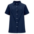 thumbnail image 6 of T Shirts for Women 2026 Summer Linen Short Sleeve Button Down Lapel Collared Dressy Casual Office Work Tshirt Blouse, 6 of 8