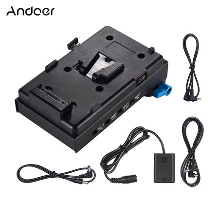 Andoer V Mount V-lock Battery Plate Adapter with 15mm Dual Hole Rod Clamp NP-FW50 Dummy Battery Adapter for BMCC BMPCC Sony A7 A7S A7R A7II A7SII A7RII A7III (Sony A7sii Best Price)