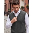 thumbnail image 5 of INSPIRE CHIC Men's Casual Pullover V-Neck Solid Lightweight Cable Knit Sweater Vest S Dark Gray, 5 of 6