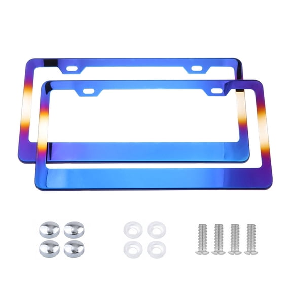 KINGWOLF 2Pack License Plate Frame Stainless Steel Blue Gradient