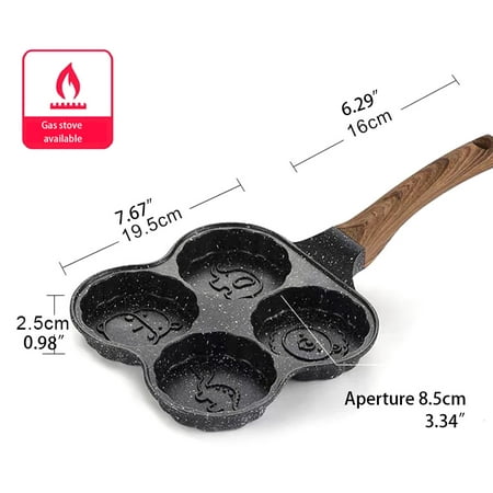 

4-Hole Omelette Pan Non-Stick for Burgers Eggs Ham Pancakes Pans Breakfast Grill Wok Pot Smokeless Oil Pot Black Pan for Gas Stove and Electric Stove