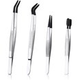 thumbnail image 1 of LAICAIW 4pcs Tweezers with Rubber Tips, Stainless Steel Industrial Tweezers Tools Includes Straight Tip Flat Tip Long Curved Tweezers Jewelry Tweezers Precision for Crafts Jewelry Making Lab (Black), 1 of 7