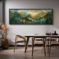 thumbnail image 6 of Large Framed Canvas Print Watercolor Misty Mountains - Green Forest LandscapeWall Art Decorative Ready to Hang Painting for Living room Bedroom 60x20 inches Black Frame, 6 of 9