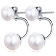 thumbnail image 2 of Women's Double Pearl Earrings - 925 Sterling Silver Front Back Freshwater Cultured Pearl Earrings (7mm/9mm) Adult Female, 2 of 5