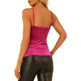 thumbnail image 3 of INSPIRE CHIC Women's Velvet Lace Spaghetti Strap Cami Top L Rose Pink, 3 of 6