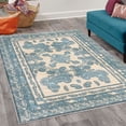 thumbnail image 2 of Boho Decorative Rug, Vintage Look Ethnic Look Pattern of Paisley Details and Bohemian Feels Damask, Quality Carpet for Bedroom Dorm and Living Room, 6 Sizes, Champagne and Blue, by Ambesonne, 2 of 4