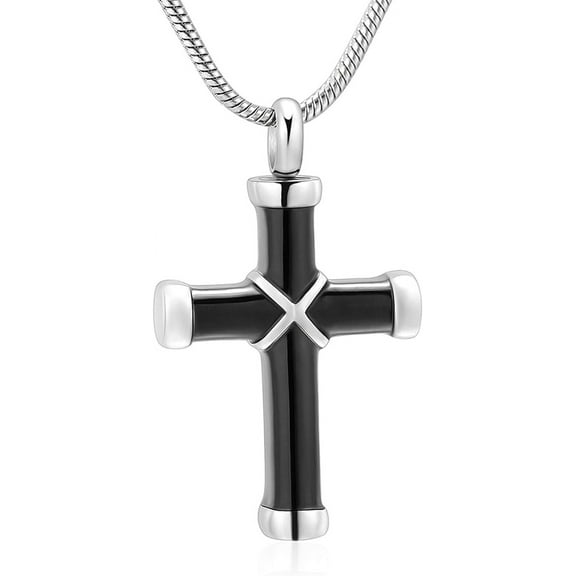 Urn Necklace for Ashes Cross Ash Necklace Memorial Cremation Necklace for Men Stainless Steel Cremation Jewelry for Ashes-In Loving Memory