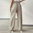 thumbnail image 6 of WRKEKC Casual Pants for Women, Wide Leg Pants for Women, Ladies' Trendy Casual Checkered Plaid Print Elastic Waist Straight Wide Leg Pants, 6 of 8