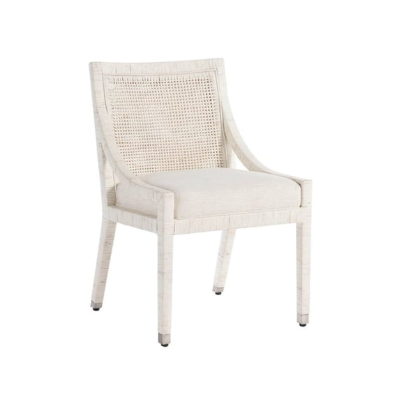 White Natural Rattan Dining Chair with Nomad Snow Fabric – Boho Seating Style