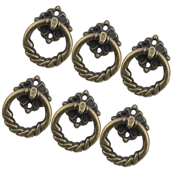 WHAMVOX 6PCS Antique Cupboard Door Pull Handle Two-hole Cabinet Door Pull Knob Retro Drawer Door Handle for Home (Assorted Color)