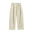 thumbnail image 2 of BSDJILFG 100% Cotton Pants for Men High Waist Fleece Sweatpants Loose Baggy Wide Leg Gym Workout Trouser,Sizes M-4XL, 2 of 4