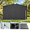 thumbnail image 3 of AECOJOY 10'x14' Waterproof Galvanized Steel Storage Shed with Lockable Double Doors, Dark Gray, for Backyard & Patio, 3 of 7