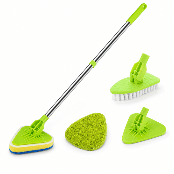 Scrub Cleaning Brush with Long Handle 3 in 1 Shower Cleaning Brush Tub Tile Scrubber Brush Extendable Multifunctional 18