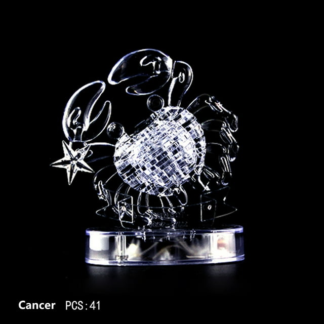 Hbdhejl 3D Crystal Puzzle Jig-Saw Clear Twelve 12 Constellation Astrolog Flash Led Light