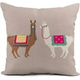 thumbnail image 2 of Rurpali Set of 4 Linen Throw Pillow Cover 18x18 Inch Orange Cute Cartoon Llama Home Decor Pillowcase Square Cushion Cover for Sofa Bed Couch, 2 of 5