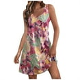 thumbnail image 2 of Leesechin Camisole Tops for Women Ladies Casual Sundress with Pockets Summer Boho Beach Dress Floral T-Shirts Dress V Neck Loose Tank Tops Dresses, 2 of 7