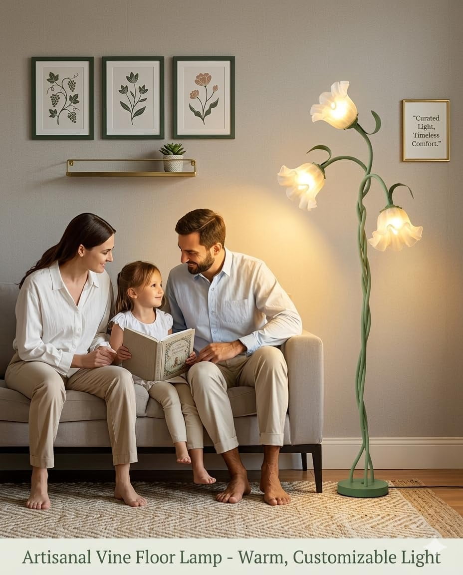 Flower Floor Lamp - Retirement Gift for Woman, LED Standing Lamp for Living Room 3 Color Modes Flexible Gooseneck Corner Light with LED Bulb for Home Bedroom Office Decor (Green)