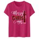 thumbnail image 2 of Gibobby Camiseta Navideña De La Mujer Moda para mujer para tops casuales Camiseta de manga corta con cuello redondo Camiseta holgada con estampado navideño(Rosa caliente,G), 2 of 5