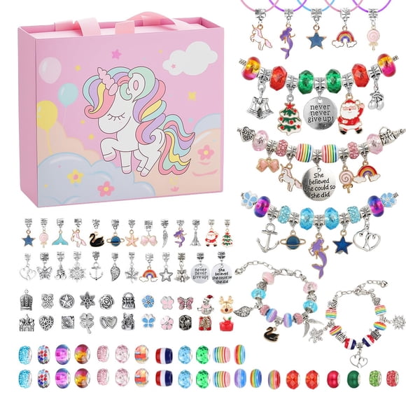 Kit de creación de pulseras con dijes Emibele para niñas de 8 a 12 años con 87 piezas