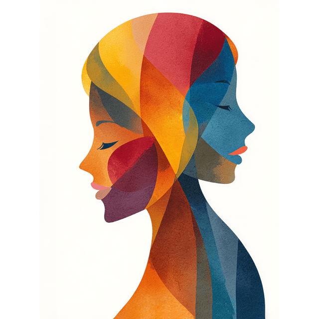 Abstract Woman Face Geometric Canvas Wall Art 15.75x11.81 Inches