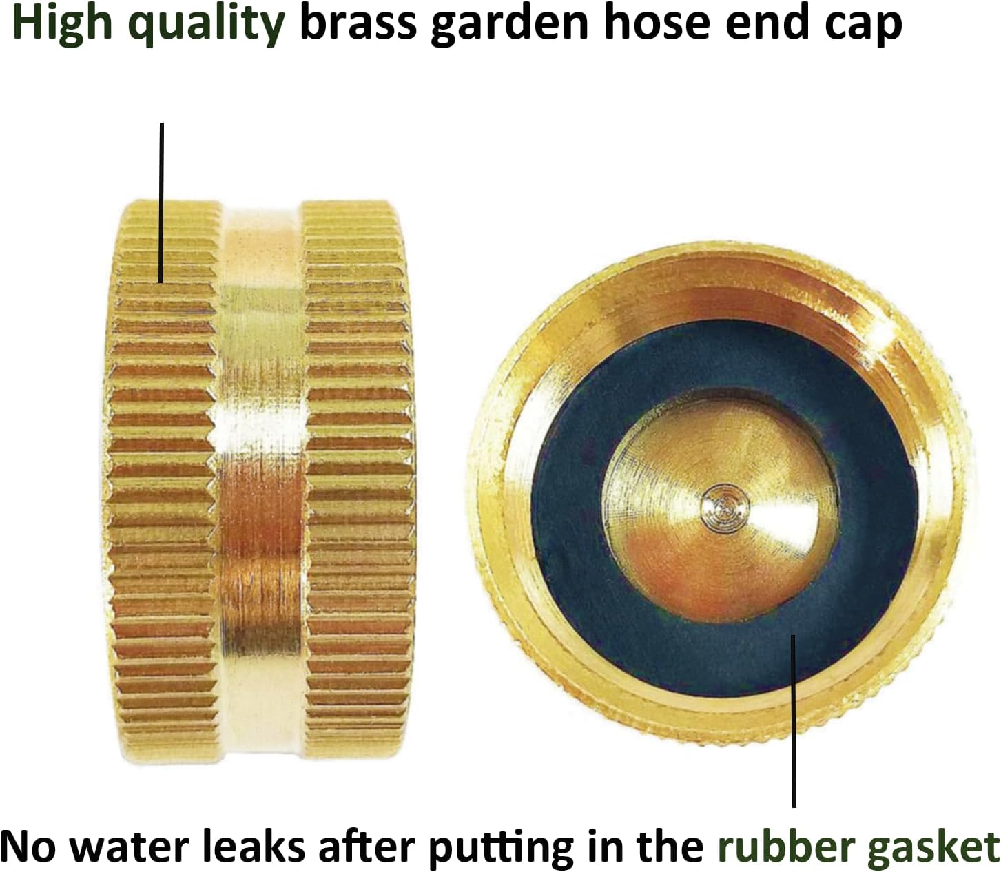 MKEUDQ-3/4" Brass Garden Hose Cap with Washers - 6 Pack Female End Cap