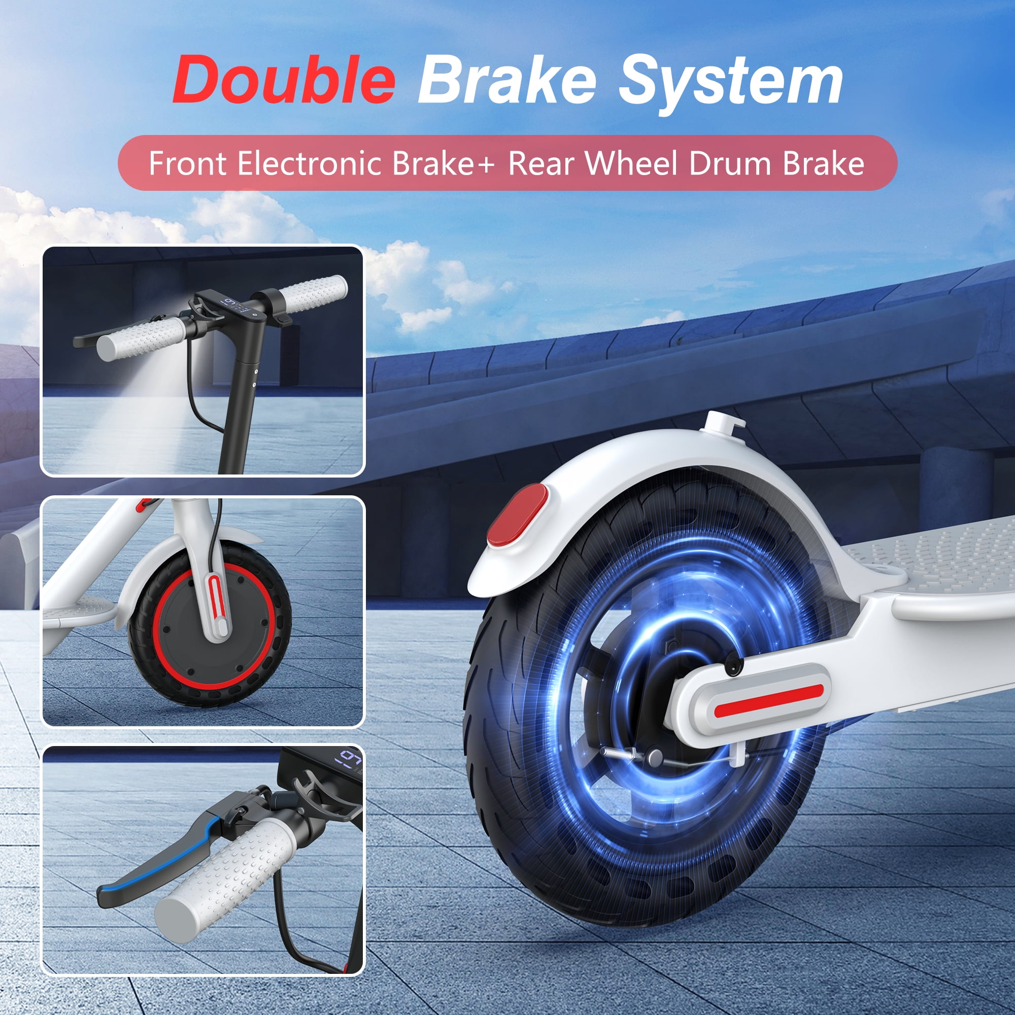 AOVOPRO WHITE ES80 350W 8.5' Foldable Electric Scooter for Adults and Child, 21 Miles Range UL2272