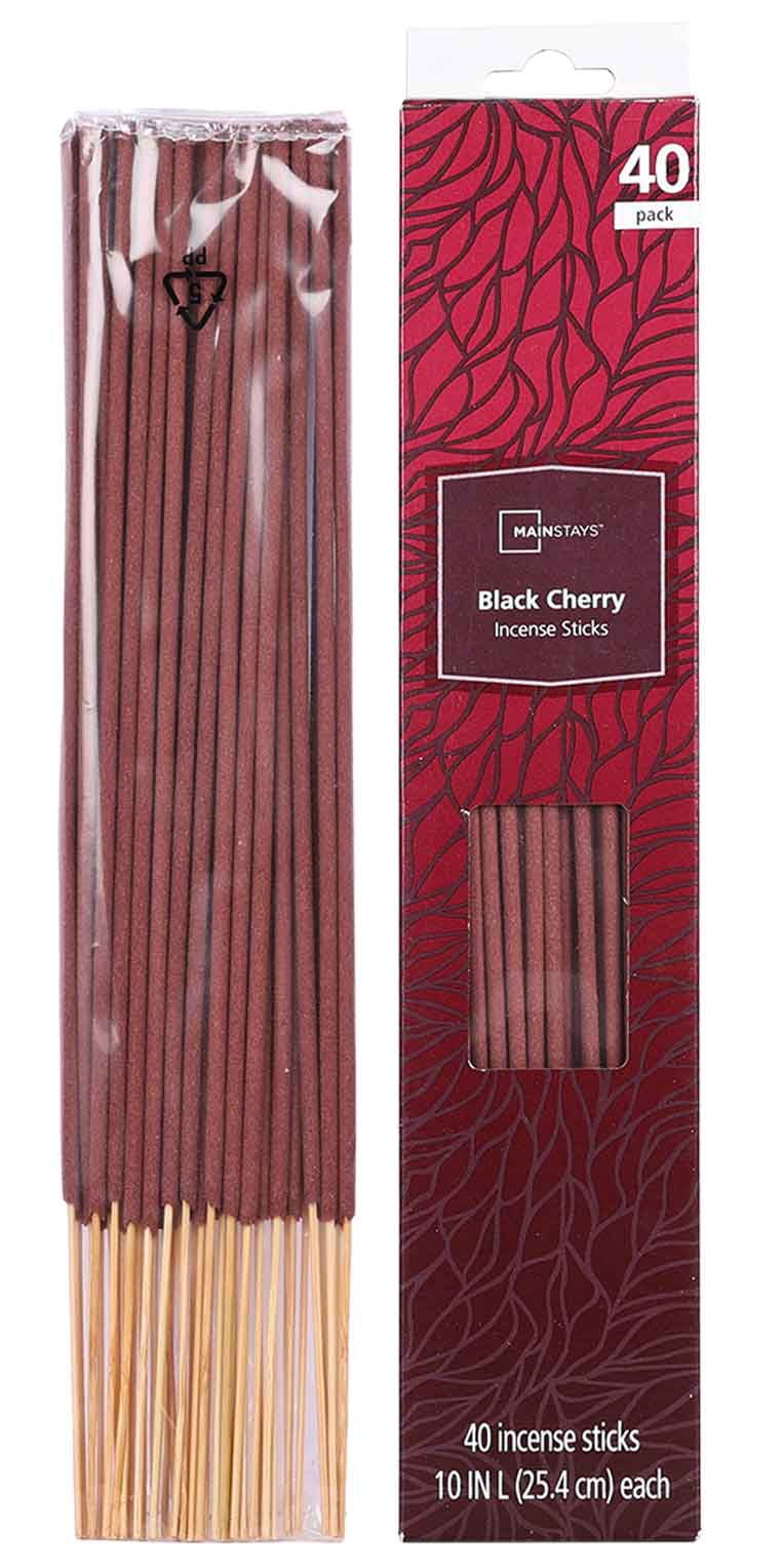 (8 pack) Mainstays Incense Sticks, Black Cherry Fragrance (Dark Red), 40 Pack