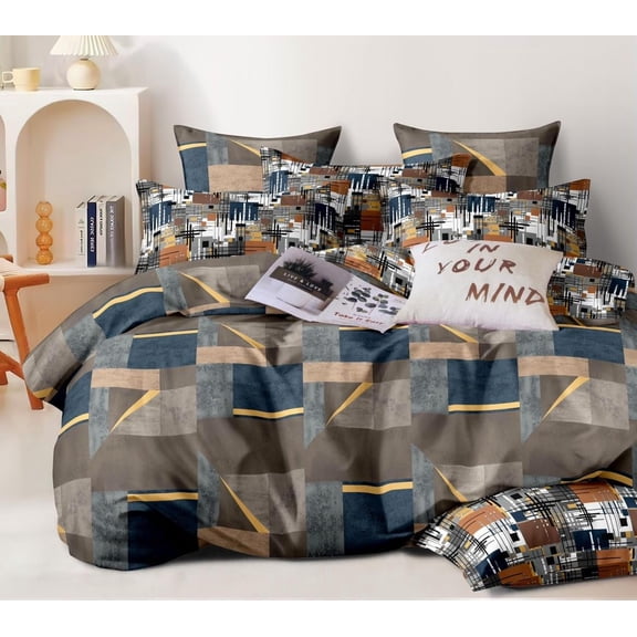Soft Cotton Super King Size Bedsheet With 2 Large Size Pillow Covers - 108 X 108 Inches, Brown | 240 Thread Count Suitable For All Seasons & Easy To Wash