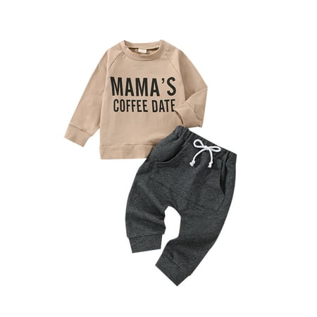 

Hirigin Letter Print Sweatshirt + Long Pants Set for 2Pcs Toddlers Boys