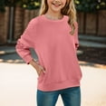 thumbnail image 2 of Sopiago Sweatshirt for Girls Casual Crewneck Long Sleeve Cute Color Block Pullover Oversized Lightweight Fleece Tops Brick Red,12-13 Years, 2 of 7