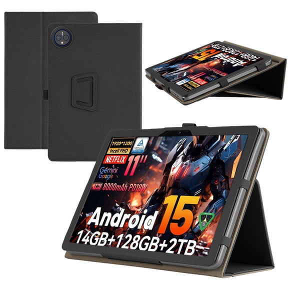 【RUIXH】for Headwolf WPad7 11 Inch Tablet Case Headwolf W7 Android 15 Tablet Case Premium PU Leather Lightweight and Portable Built-in Stand and Pen Slot Design With Wrist Strap (Black)