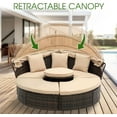 thumbnail image 3 of Villeston Round Outdoor Sunbed with Canopy for Patio Backyard, Clamshell Combination with Elevated Coffee Table,Beige, 3 of 8