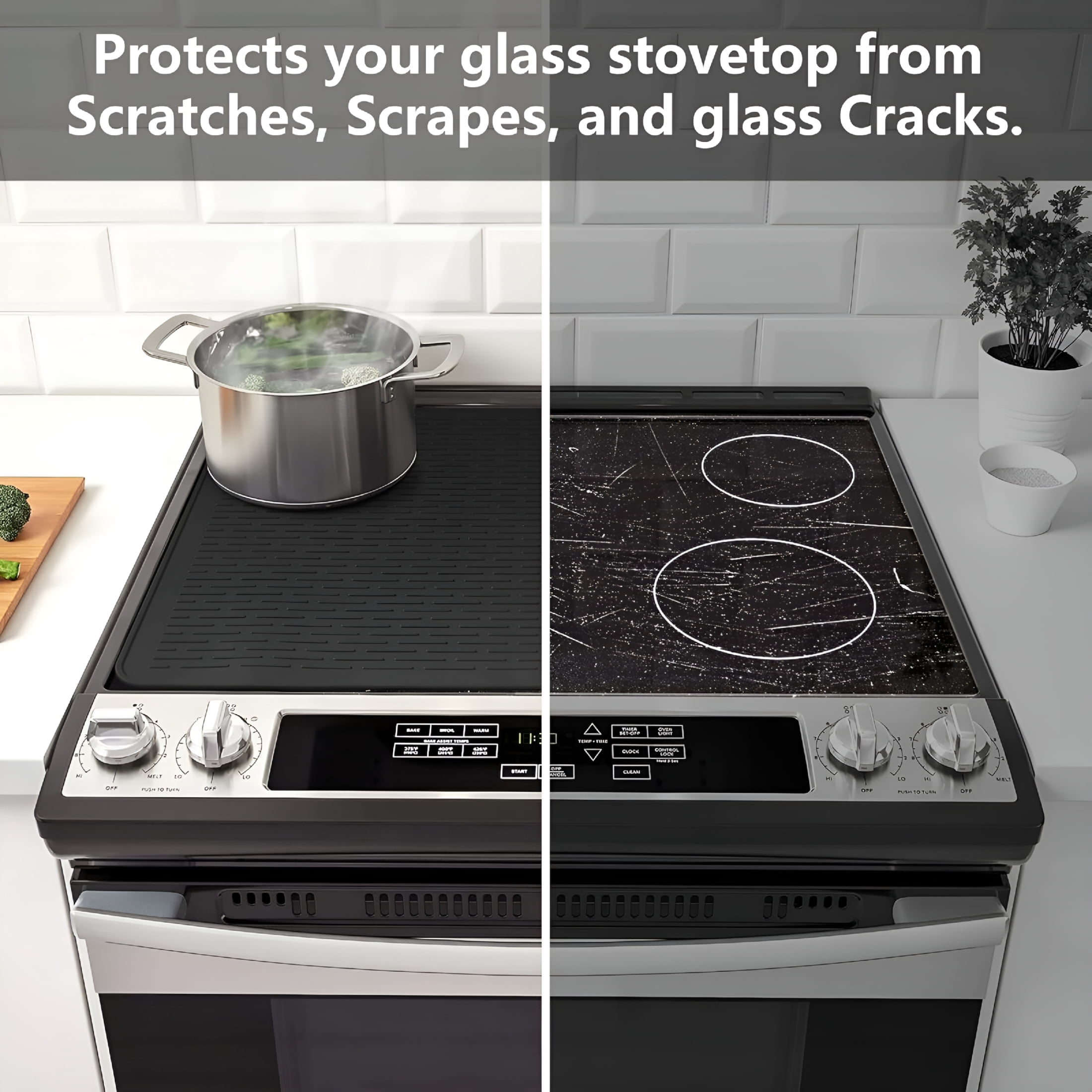 ACDANC Stove Top Cover for Electric Stove-Silicone Stove Mat for Glass Top,Glass Cooktop Protector for Kitchen,Multi-Functional Oven Covers for Electric Stove (Black,28 X 20)