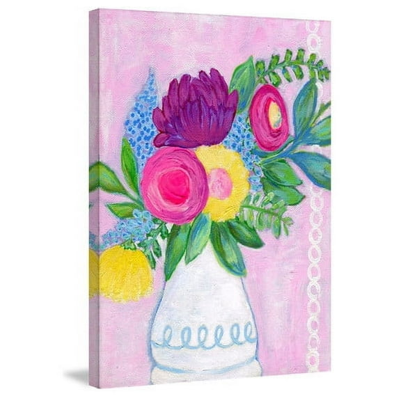 Marmont Hill "Flowers in Vase" by Jill Lambert Painting Print on Wrapped Canvas