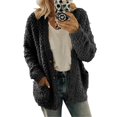 thumbnail image 1 of Women's Warm Plush Winter Jackets Long Sleeve Cardigans With Pockets Solid Color_Special Gift, 1 of 5