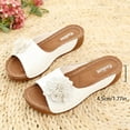 thumbnail image 2 of Sandals for Women Summer Casual Boho Wedge Peep Toe Solid Color Slip-on Slides Lightweight Comfortable Beach Shoes, 2 of 8