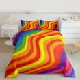 thumbnail image 2 of jejeloiu Colorful Rainbow Stripe Queen Comforter Set,Geometric Waves Lines Bedding Comforter Set For Girls Teens Reversible 3pcs, 2 of 8