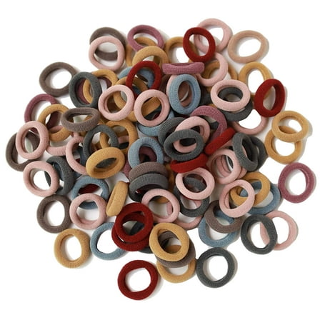 100Pcs Seamless Cotton Hair Bands Elastics Hair Ties Diameter 1 inch Ponytail Holders for Girl Toddler Baby Thin Hair