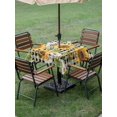 thumbnail image 3 of Outdoor Tablecloth with Umbrella Hole and Zipper, Sunflowers Square Table Cloth 54x54 Inch Waterproof Tablecloth, Yellow Flowers Butterfly Farmhouse Black Plaid Picnic Table Cover for Patio Camping, 3 of 7
