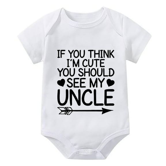 If You Think I'm Cute You Should See My Uncle Newborn Baby Outfits Short Sleeve Coming Home Outfit for Baby Girl Newborn Whit