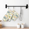 thumbnail image 2 of ZNDUO Non-Slip Cooking Oven Gloves, Abstract Doodle Retro Style Pattern Oven Mitts and Pot Holders Set, 2 of 8